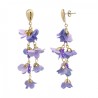 Pendenti a Cascata KYOTO Viola in Fiore Tessuto con Cristalli Acciaio 316L