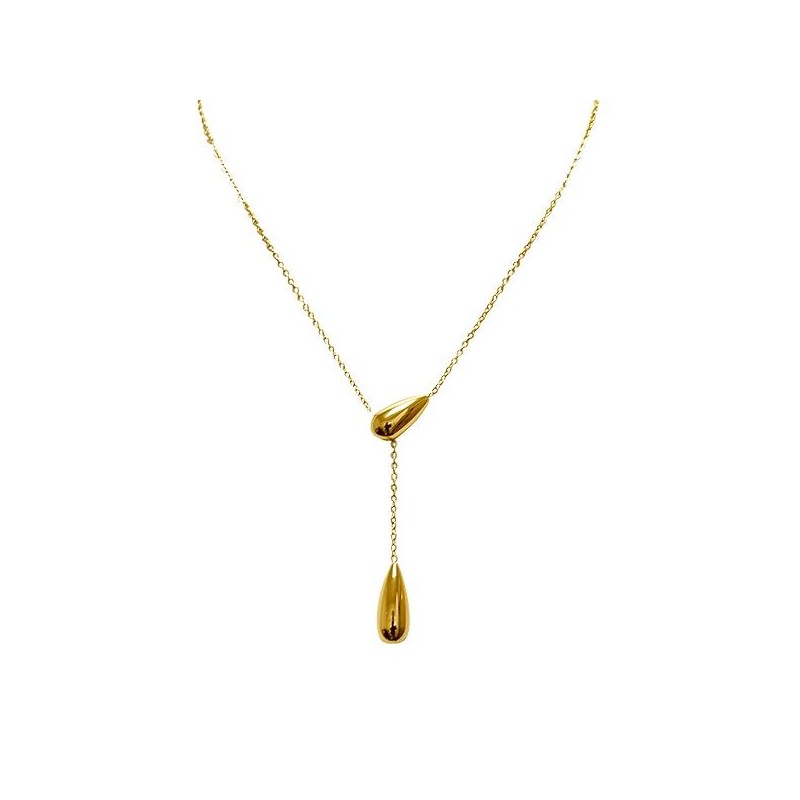 Collana Lariat a Y con Gocce Acciaio Dorato