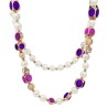 Collana Bijoux Lunga ASBURGO Perle e Pietre Viola-Fucsia 106cm